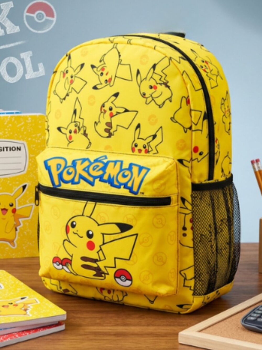 Pokemon Pikachu Print Backpack Full Size‎ 16" Vintage